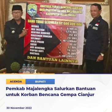 Pemkab Majalengka Salurkan Bantuan Untuk Korban Bencana Gempa Cianjur