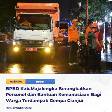 BPBD Kab.Majalengka Berangkatkan Personel dan Bantuan Kemanusiaan Bagi Warga Terdampak Gempa Cianjur